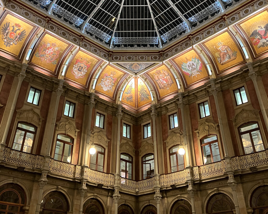 Ceiling of the grand hall at Palácio da Bolsa.