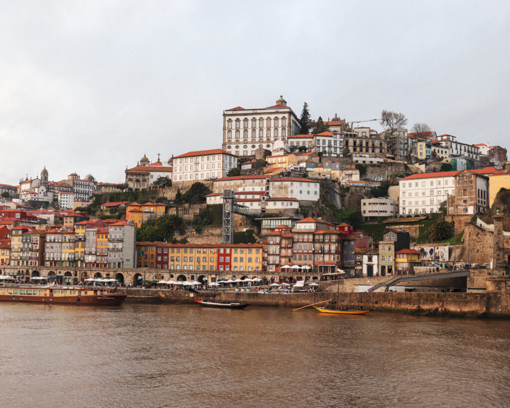 Photograph of the city of Porto from Gaia during golden hour