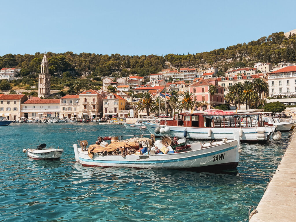 Hvar port and view of the Old Town