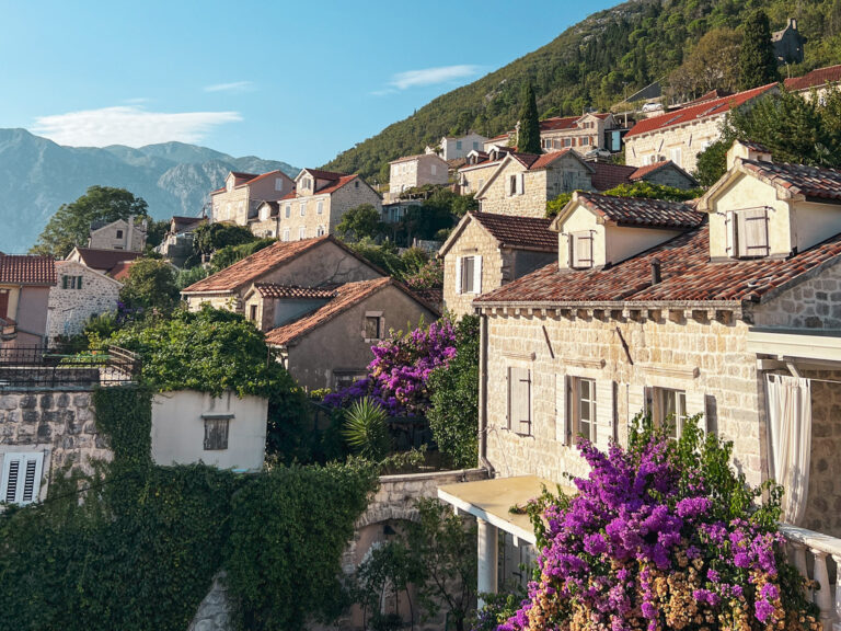 Hill view of houses in Perast