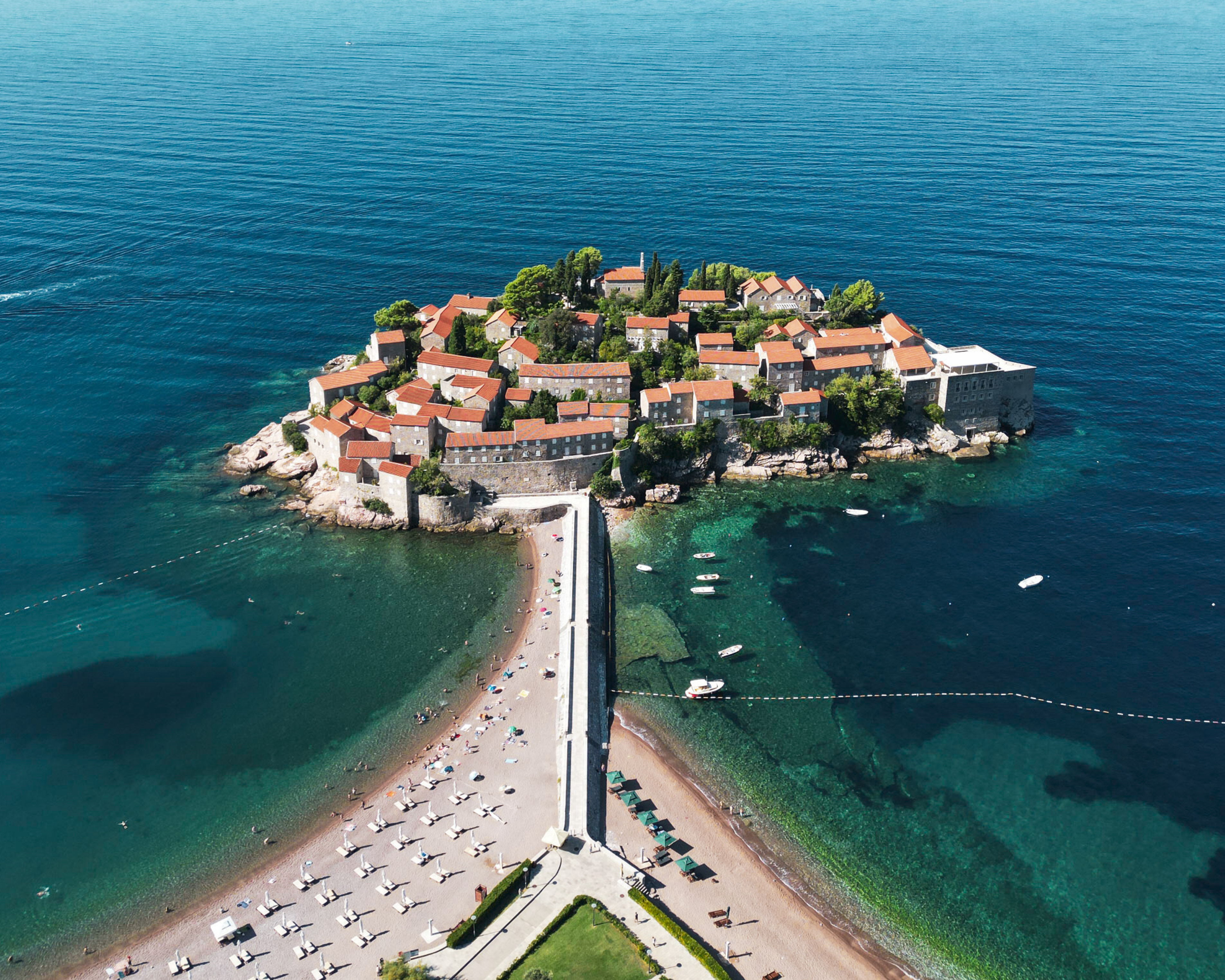 Aerial shot of Sveti Stefan