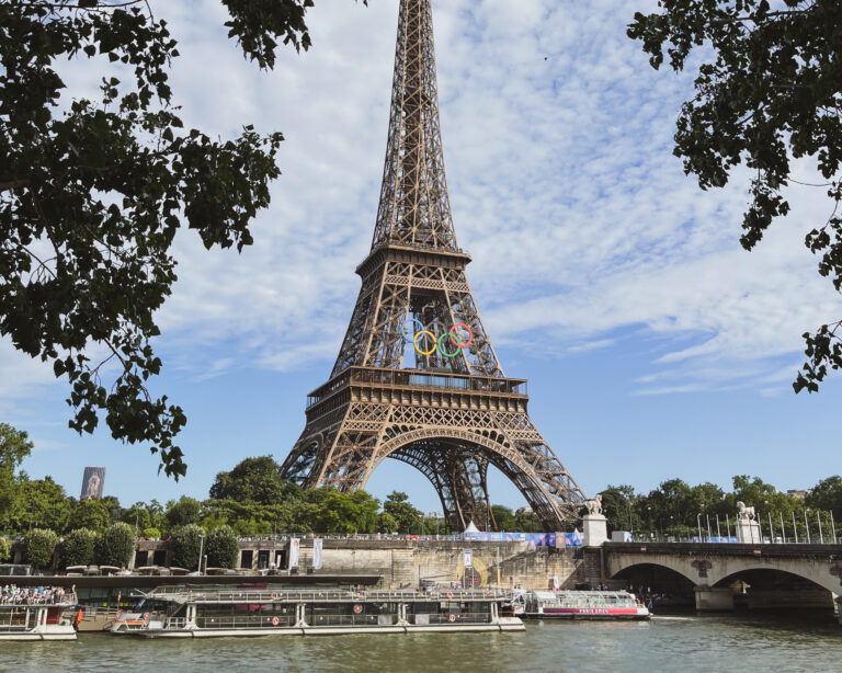 Eiffel Tower with Olympic rings